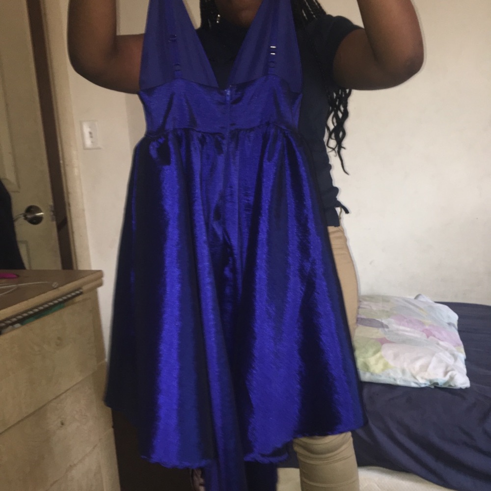 Royal blue high-low dress, from Fashion Nova